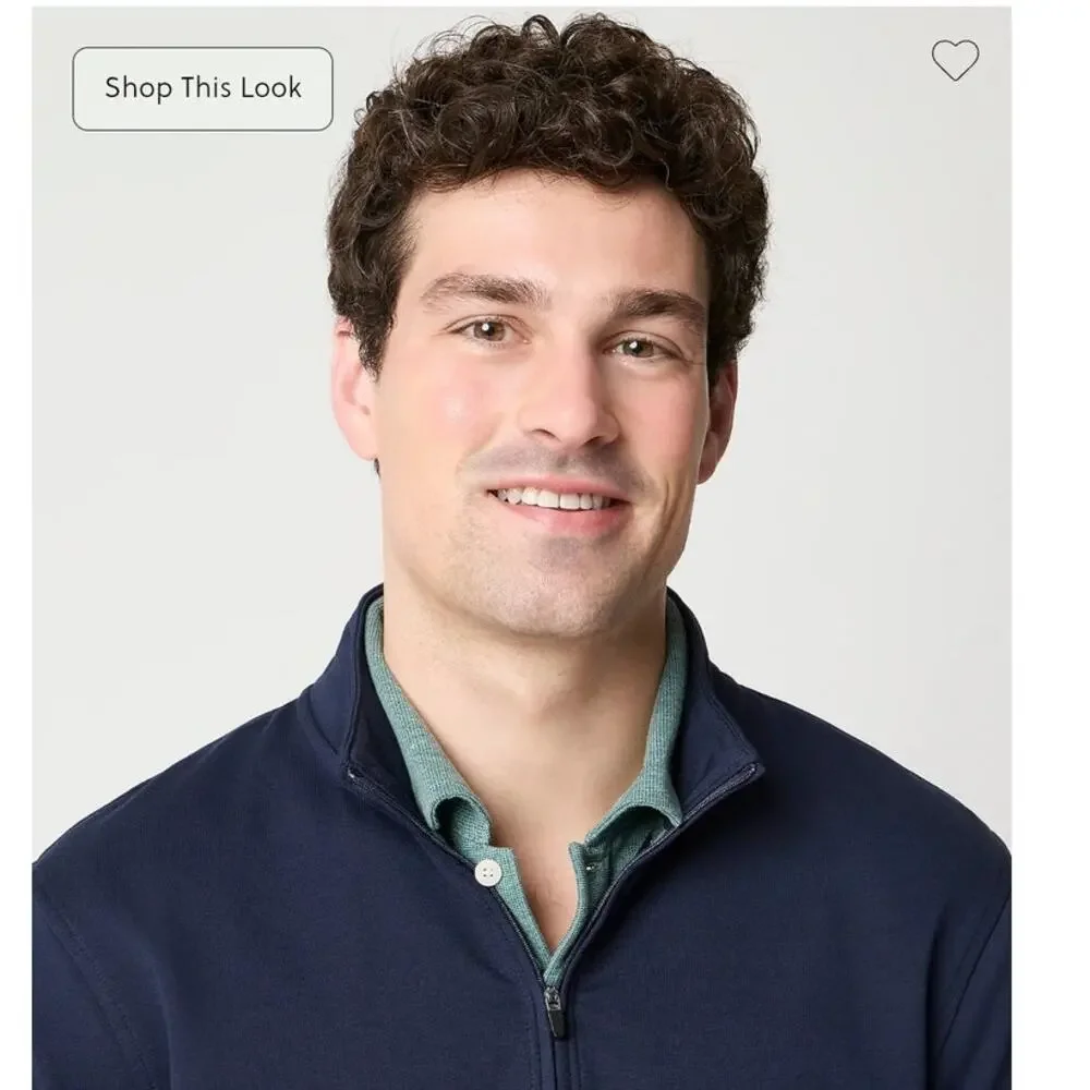 NWT J. Crew Quilted Quarter-Zip Heather Deep Navy XL